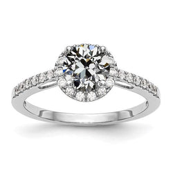 White Gold Halo Wedding Ring Round Old Miner Diamond 3 Carats