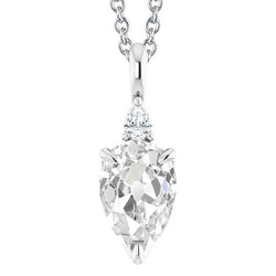 White Gold Jewelry Pear Old Cut Real Diamond Pendant 3.50 Carats 14K