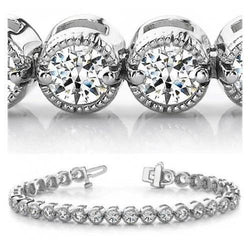 White Gold Millgrain Diamond Tennis Bracelet Fine Jewelry 10.50 Ct