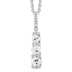 White Gold Real Diamond Pendant 3 Stone Style Round Old Miner 4.50 Carats