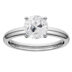 White Gold Women's Solitaire Old Cut Diamond Ring 2.50 Carats