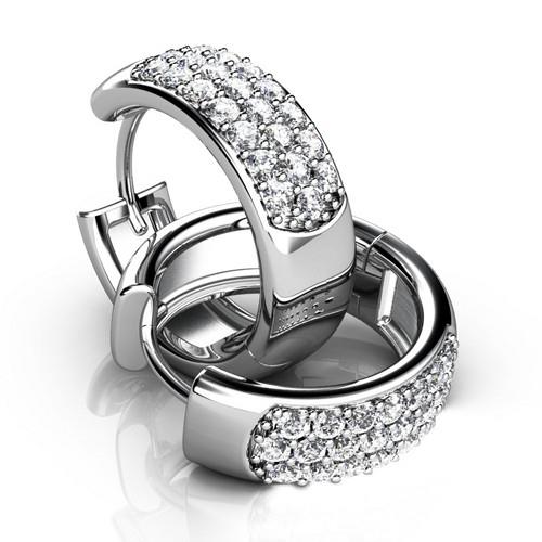 Largo Brincos Huggie De Diamante