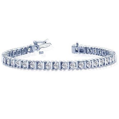 Bracelete feminino de ouro branco 14K redondo de diamante de tênis de 10 quilates - harrychadent.pt