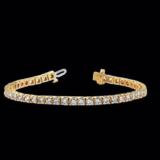 Pulseira feminina de ouro amarelo 14K redonda de 6 quilates e diamante e tênis joias - harrychadent.pt