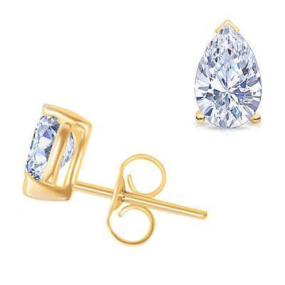 Par feminino de diamante Studs Brinco 1.50 Ct. Ouro amarelo - harrychadent.pt