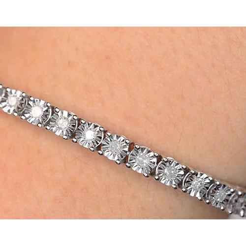 Pulseira feminina de tênis com diamante 5 quilates ouro branco 14K montagem com corte de diamante