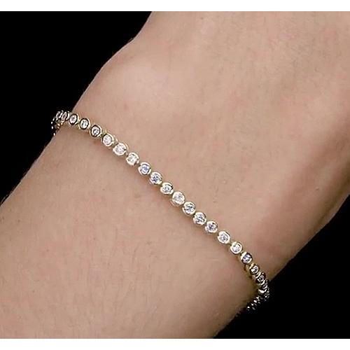 Pulseira feminina de diamante de tênis 5.50 quilates redonda e ouro amarelo 14K nova - harrychadent.pt