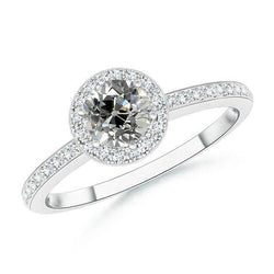 Women Halo Wedding Ring Old Cut Round Diamond 2.50 Carats