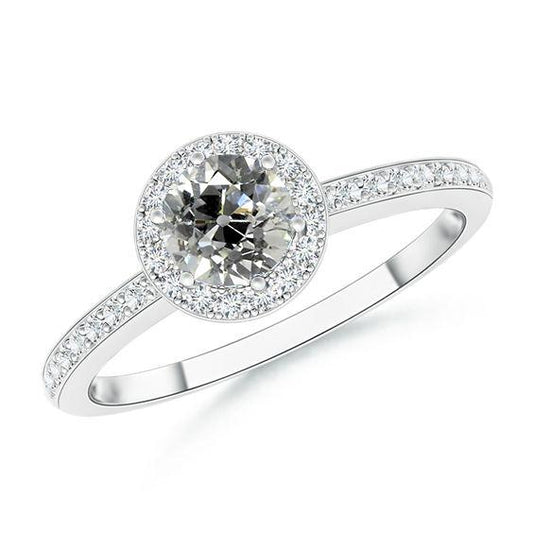 Anel de casamento feminino Halo Old Cut com diamante redondo 2.50 quilates - harrychadent.pt