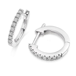 Women Hoop Earrings Round Cut 1.90 Carats Diamonds Gold 14K  White