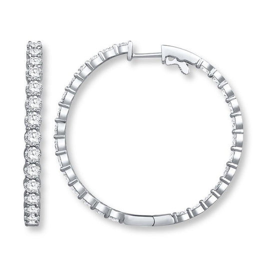 Brincos femininos argola com corte redondo 3.20 quilates e diamantes ouro branco 14K - harrychadent.pt