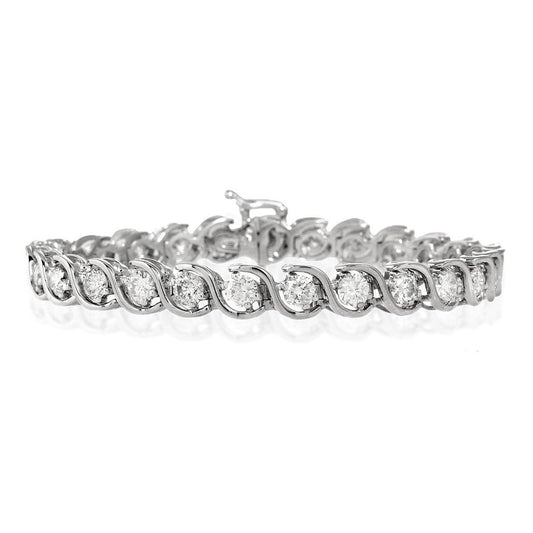 Pulseira redonda feminina de diamante de tênis em ouro branco de 6.25 quilates - harrychadent.pt