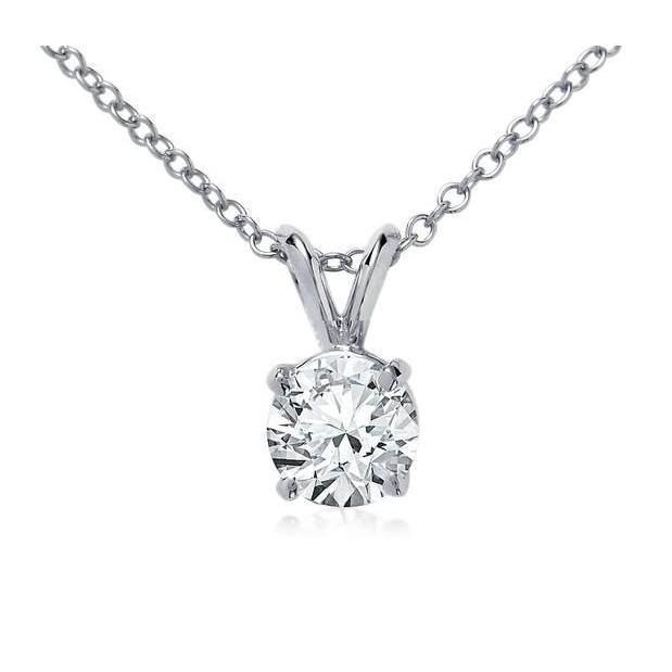 Solitário feminino redondo colar de diamantes 1.5 quilates e ouro branco - harrychadent.pt