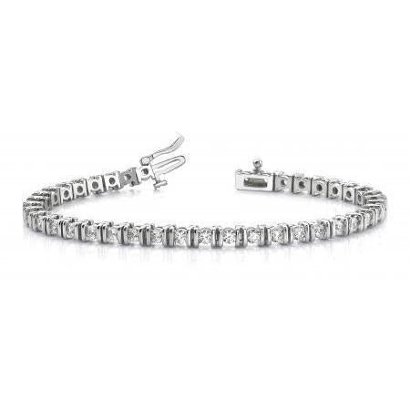 Bracelete feminino espumante de 4 quilates com corte redondo de diamantes de tênis em ouro branco - harrychadent.pt