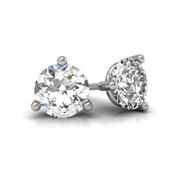Women Stud Earring 2 Ct. 3 Prong Setting Round Diamond Solitaire WG