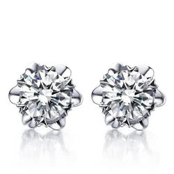 Women Studs Earrings 4.00 Carats Diamonds White Gold 14K