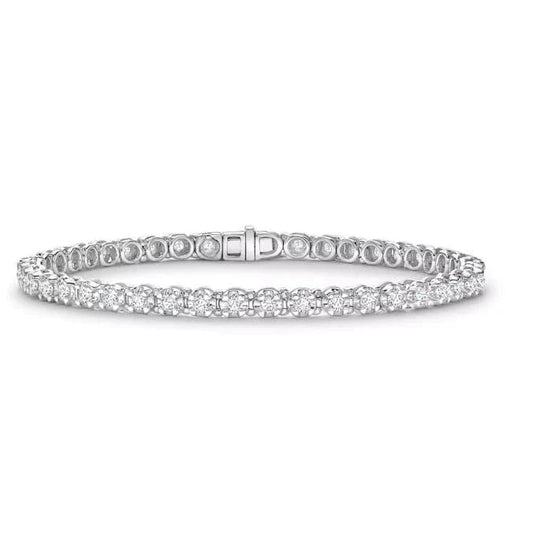 Pulseira feminina de tênis 4,50 quilates redonda com corte de diamante montagem ouro branco 14K