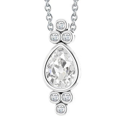 Women’s Diamond Pendant Bezel Set Pear Old Cut 3.50 Carats Slide Chain