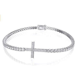Women's Diamond Tennis Cross Bracelet 7 Carats White Gold Jewelry