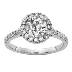 Women’s Gold Halo Round Old Miner Diamond Ring 4 Carats Jewelry