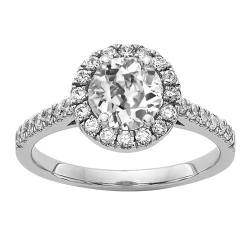 Ouro feminino Halo redondo antigo mineiro anel de diamante e joias de 4 quilates - harrychadent.pt