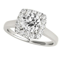 Women’s Halo Anniversary Ring Round Old Miner Diamonds 3.75 Carats