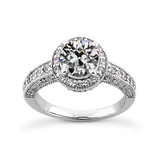 Anel feminino Halo Ring Redondo Old Miner Diamond 4.75 quilates - harrychadent.pt
