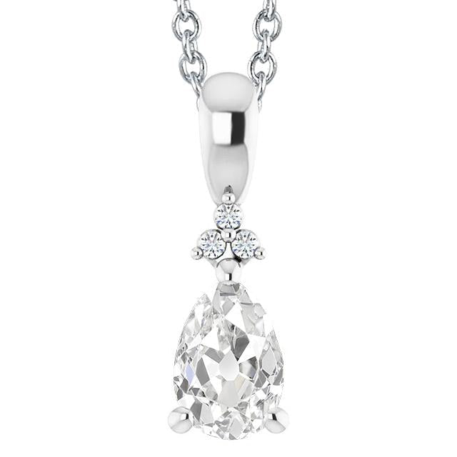 Pingente de diamante feminino pera corte antigo 3 quilates em ouro branco 14K - harrychadent.pt