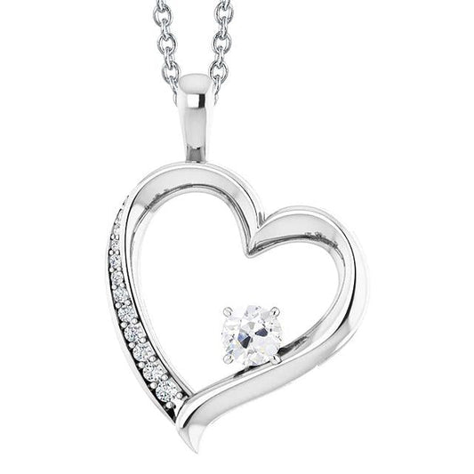 Pingente de diamante feminino redondo antigo corte 1.50 quilates em forma de coração - harrychadent.pt