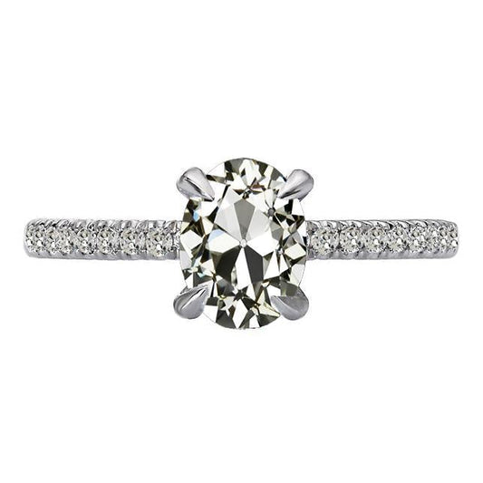 Conjunto de pontas de diamante de corte de mina antiga oval feminino de anel 6.50 quilates - harrychadent.pt