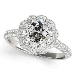 Women's Round Old Miner Diamond Ring Flower Style 5.50 Carats