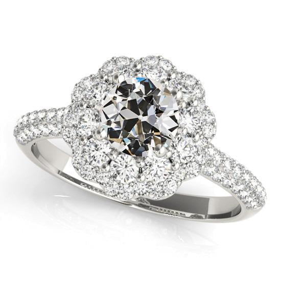 Feminino redondo antigo mineiro anel de diamante flor estilo 5.50 quilates - harrychadent.pt