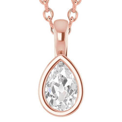 Women’s Solitaire Diamond Pendant Slide Bezel Set Pear Old Miner 5 Ct.