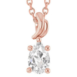 Women’s Solitaire Lab Grown Diamond Pendant Pear Old Miner 3 Carats Rose Gold