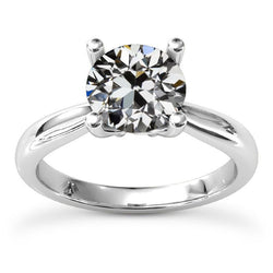 Women’s Solitaire Ring Old Mine Cut Diamond Prong Set 3 Carats