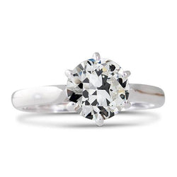 Women’s Solitaire Round Old Cut Diamond Ring Thick Shank 2.50 Carats