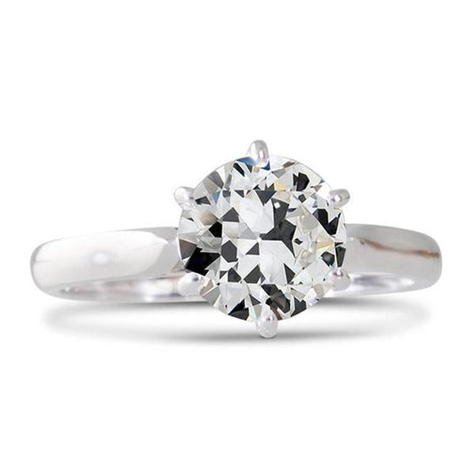 Solitário feminino redondo antigo corte anel de diamante com haste grossa 2.50 quilates - harrychadent.pt