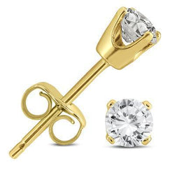 Yellow Gold 14K 3 Carats Diamonds Studs Earrings