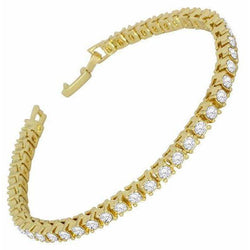 Yellow Gold 14K Lady Diamond Tennis Bracelet 8.10 Carats Fine Jewelry