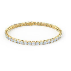 Yellow Gold 14K Round Cut 7.20 Carats Diamond Tennis Bracelet