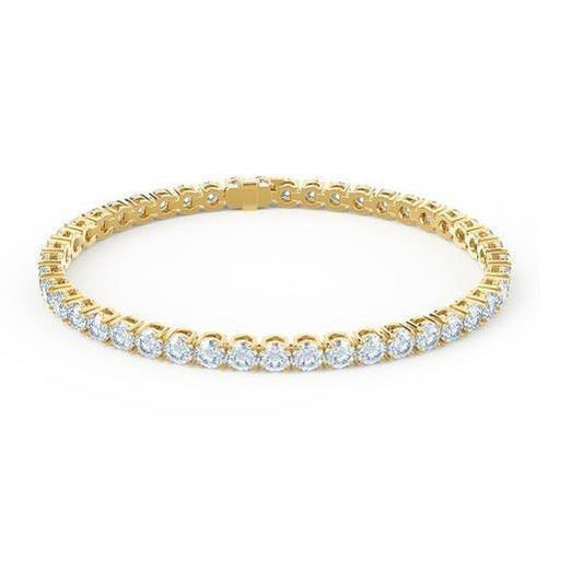 Bracelete de tênis em ouro amarelo 14K com corte redondo 7.20 quilates - harrychadent.pt