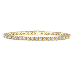 Yellow Gold Round Diamonds Tennis Bracelet 12 Carats 18K