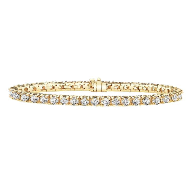 Bracelete de tênis redondo de diamantes em ouro amarelo 12 quilates 18K - harrychadent.pt