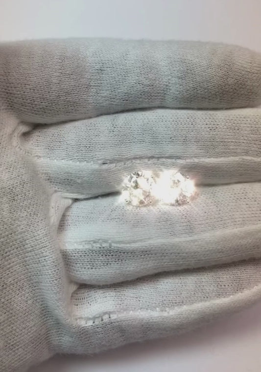 4.40 Carats Diamonds Stud Earrings Women Gold White 14K