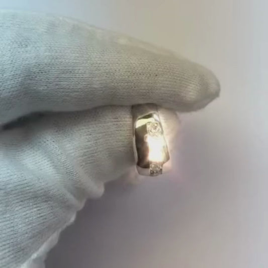 Anel de aliança masculina de diamante com corte redondo de 1.25 ct ouro branco 14K