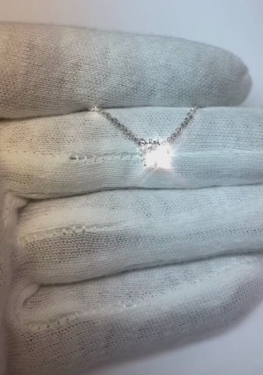 1 Carat Round Cut Diamond Women Necklace Pendant White Gold 14K