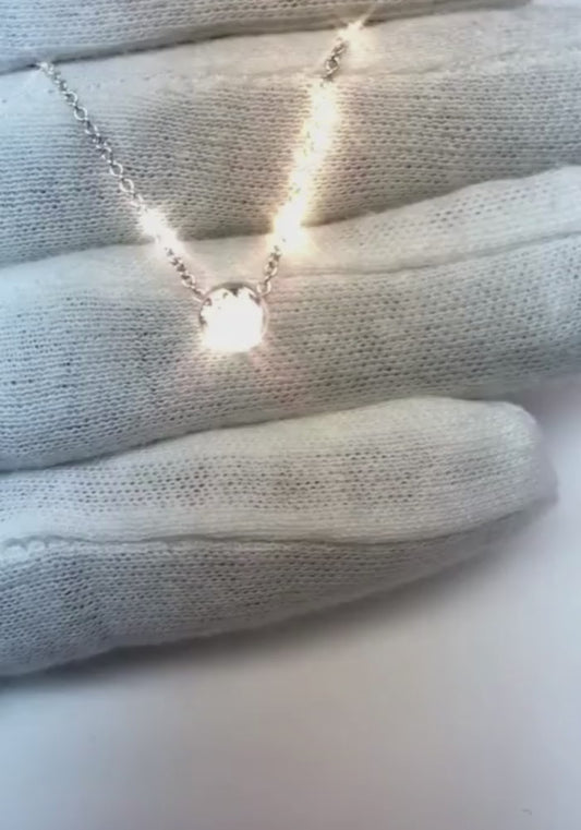 0.75 Carats Round Diamond Ladies Pendant Necklace 14K White Gold