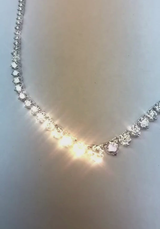 White Gold 14K F Vvs1 Round Cut 18.00 Carats Diamonds Lady Necklace