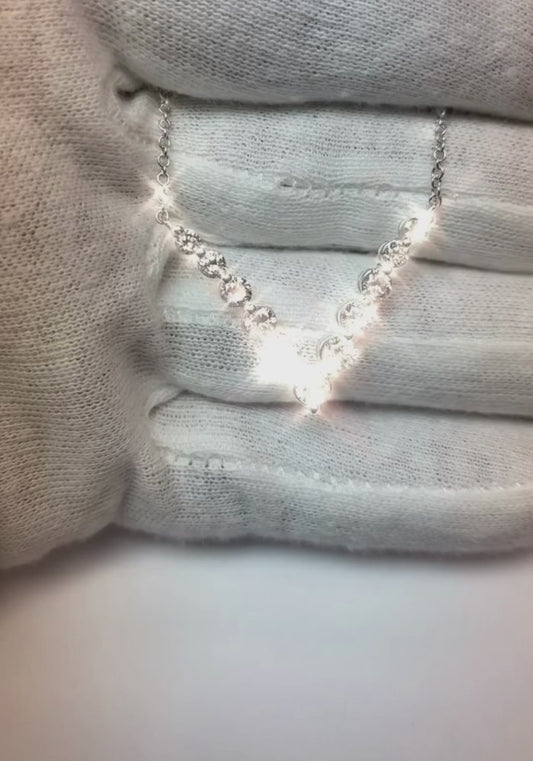 White Gold 14K Women Round Cut Sparkling 2 Carats Diamonds Necklace
