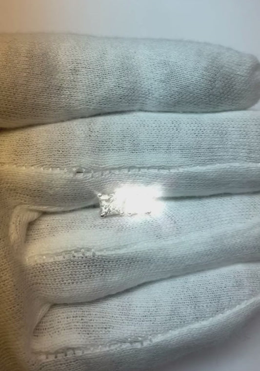 White Gold 4 Prong Set Princess Solitaire Diamond Stud Earrings 14K